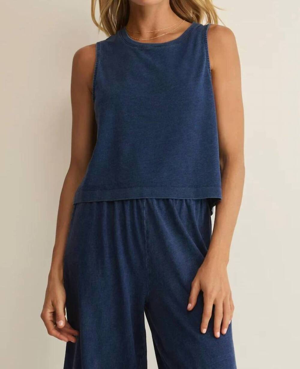 NEW Z SUPPLY sloane jersey denim muscle tees in indigo